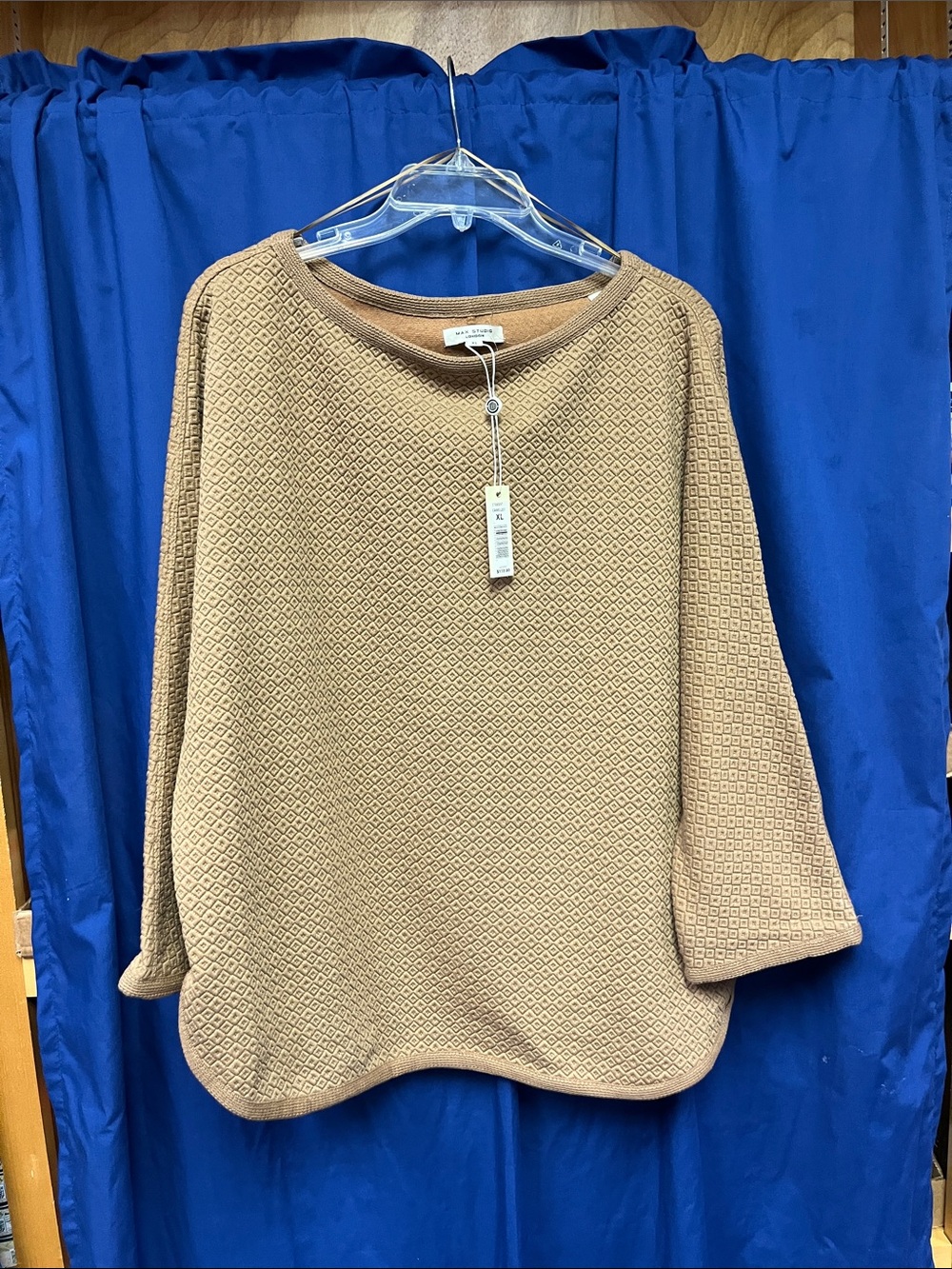 Diamond Waffle Knit Pullover in Camel